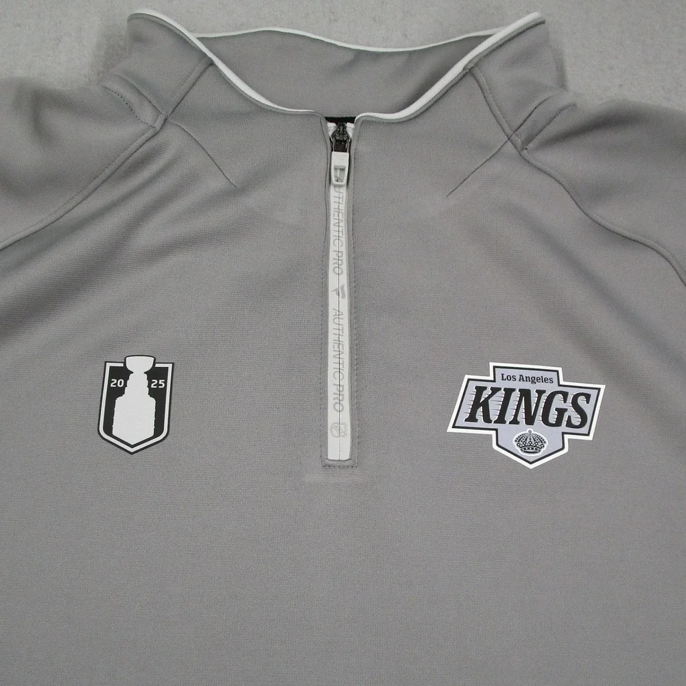 Fanatics Authentic Pro Los Angeles Kings Mens 2XL Gray Quarter Zip Pullover NHL